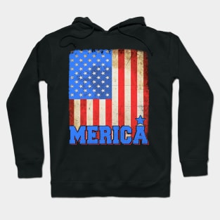 Distressed July 4th Us American Patriotic Flag Hoodie